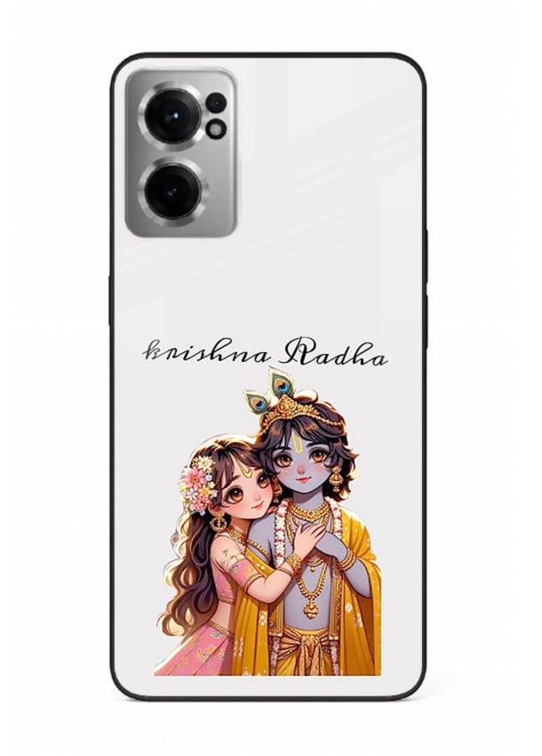 Minimal Radha Krishna pastel art OnePlus Nord CE2 5G devotional aesthetic cover