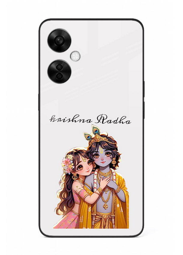 Minimal Radha Krishna pastel art OnePlus Nord CE3 Lite devotional aesthetic cover