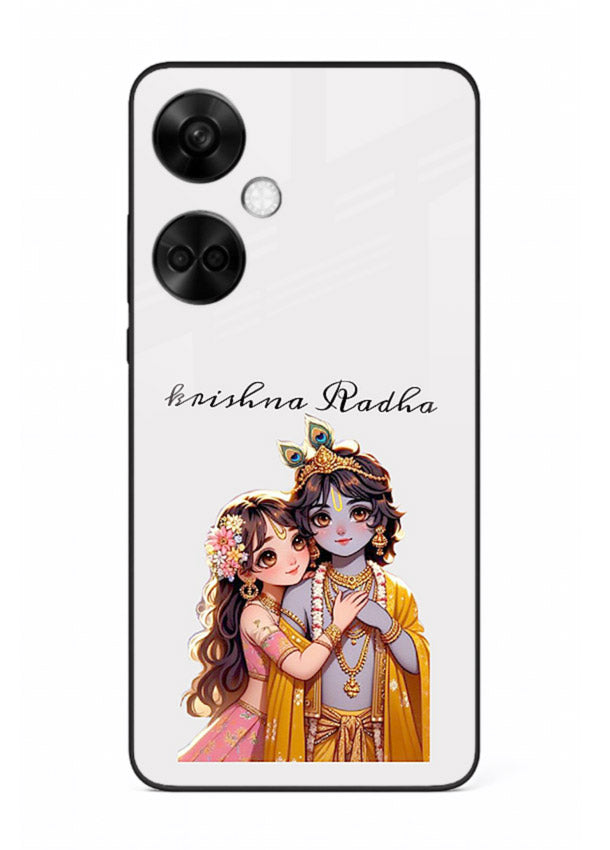Minimal Radha Krishna pastel art OnePlus Nord CE3 devotional aesthetic cover