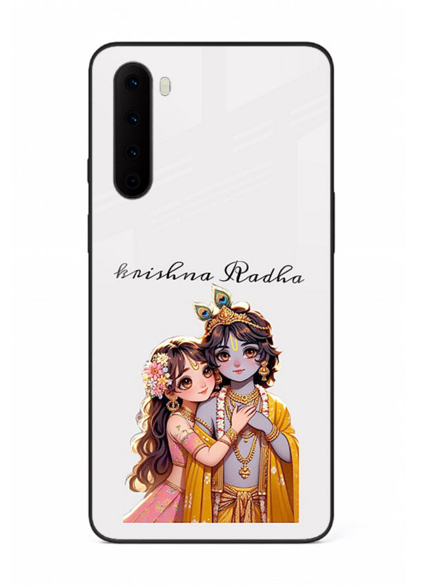 Minimal Radha Krishna pastel art OnePlus Nord devotional aesthetic cover
