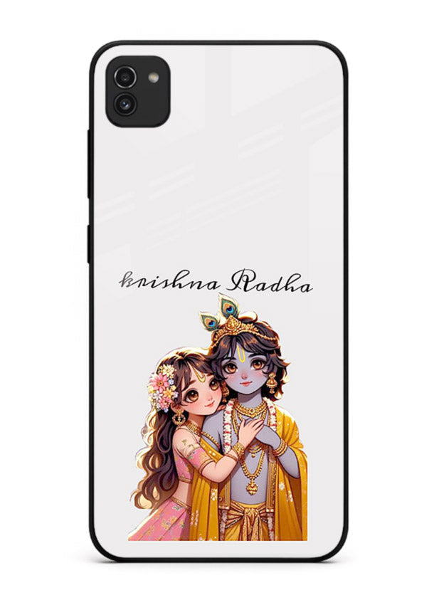 Minimal Radha Krishna pastel art Samsung A03 devotional aesthetic cover