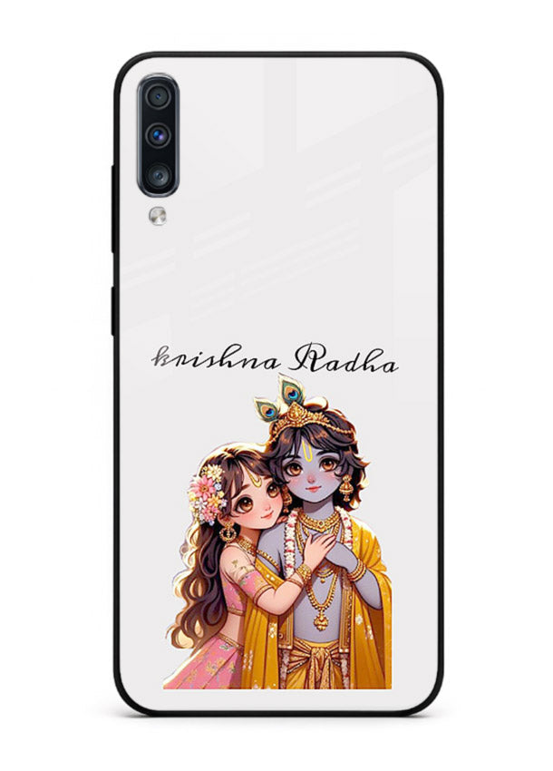 Minimal Radha Krishna pastel art Samsung A70 devotional aesthetic cover
