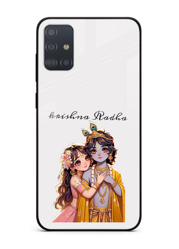 Minimal Radha Krishna pastel art Samsung A71 devotional aesthetic cover