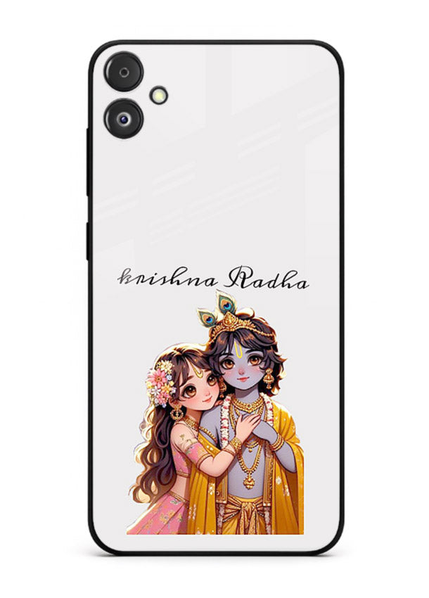 Minimal Radha Krishna pastel art Samsung F14 5G devotional aesthetic cover