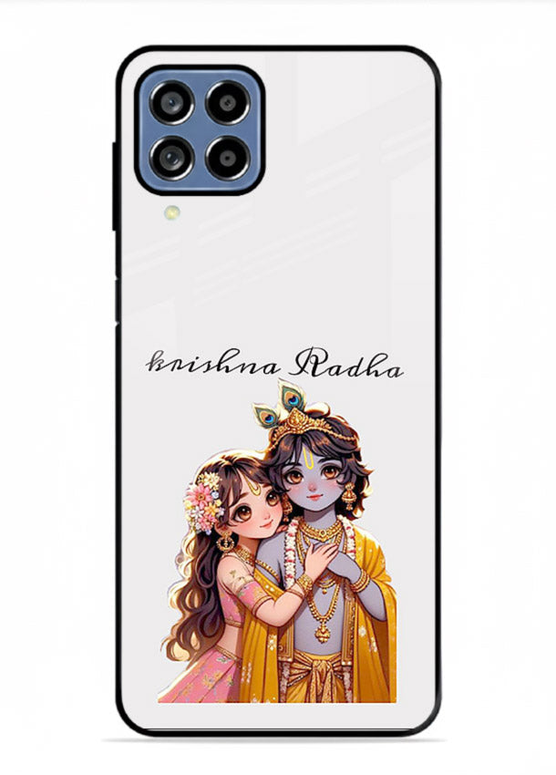 Minimal Radha Krishna pastel art Samsung F22 4G devotional aesthetic cover