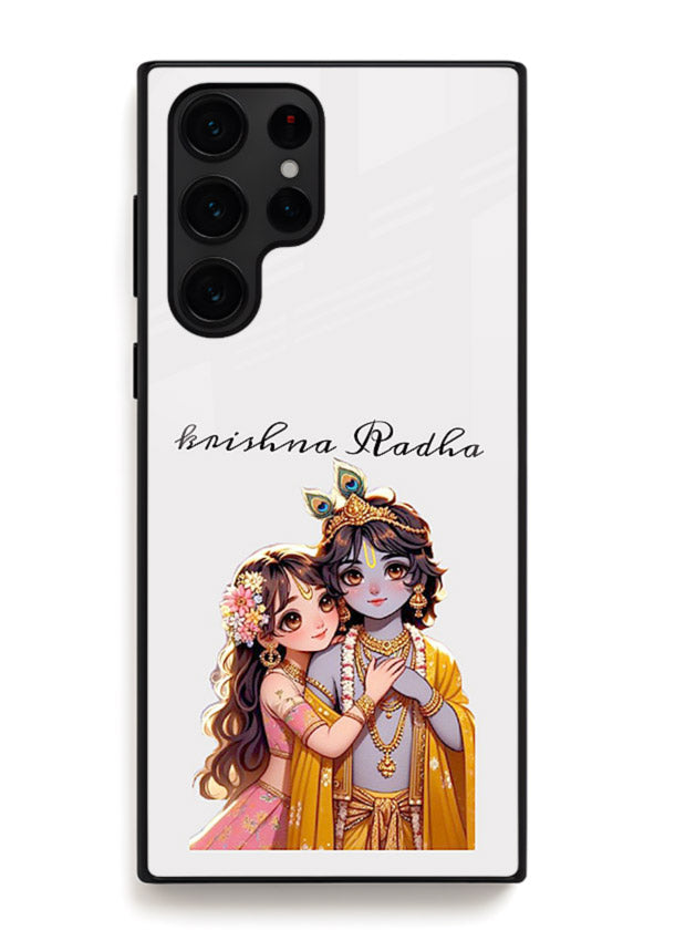Minimal Radha Krishna pastel art Samsung S24 Ultra devotional aesthetic cover