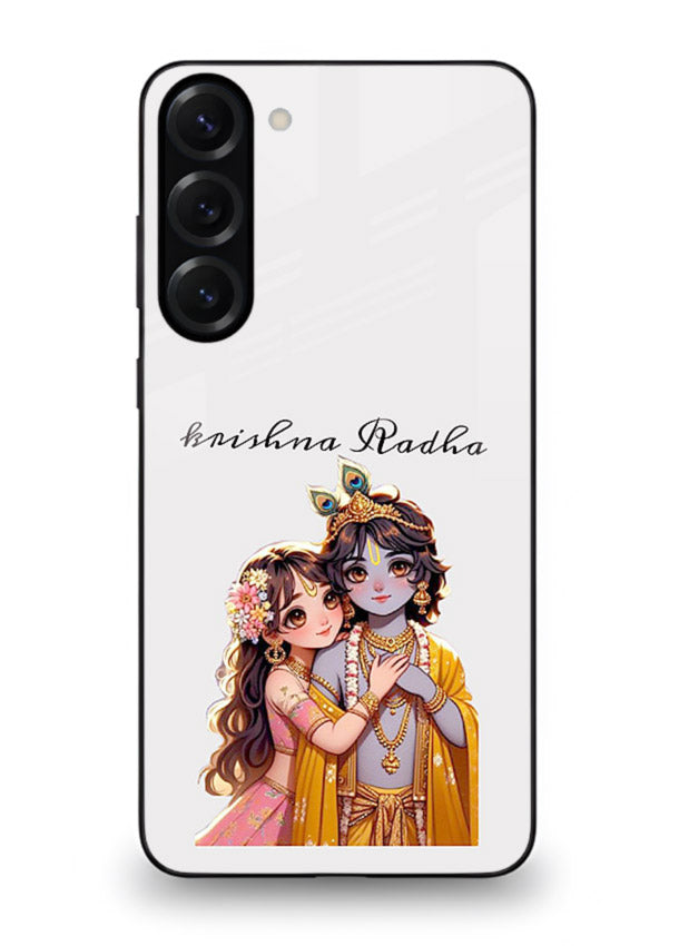 Minimal Radha Krishna pastel art Samsung S23 devotional aesthetic cover