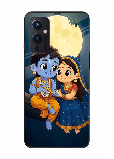 Radha Krishna moonlight romantic art OnePlus 9 Pro glass devotional theme