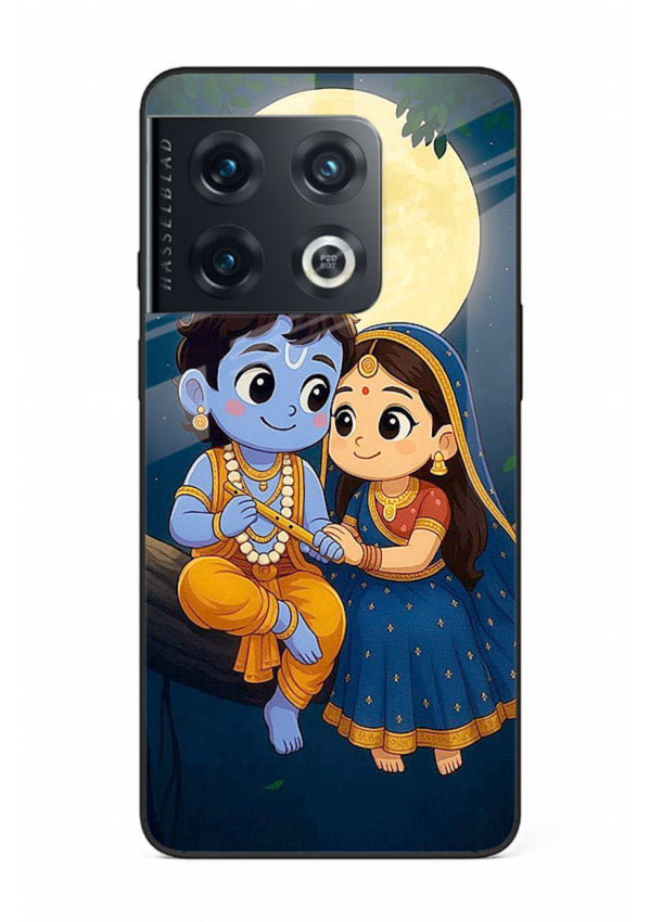 Radha Krishna moonlight romantic art OnePlus 10 Pro glass devotional theme