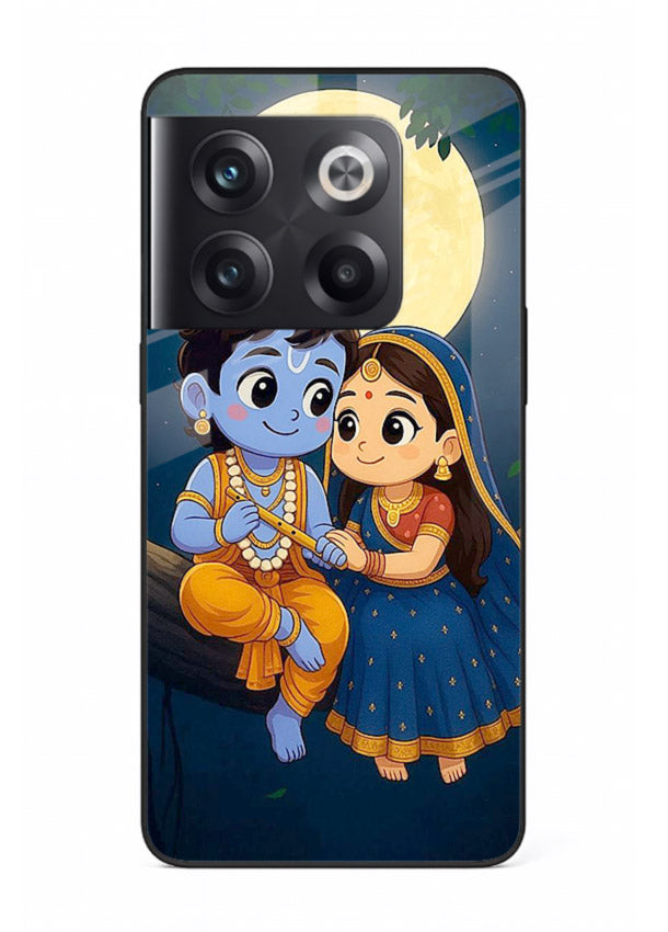 Radha Krishna moonlight romantic art OnePlus 10T glass devotional theme