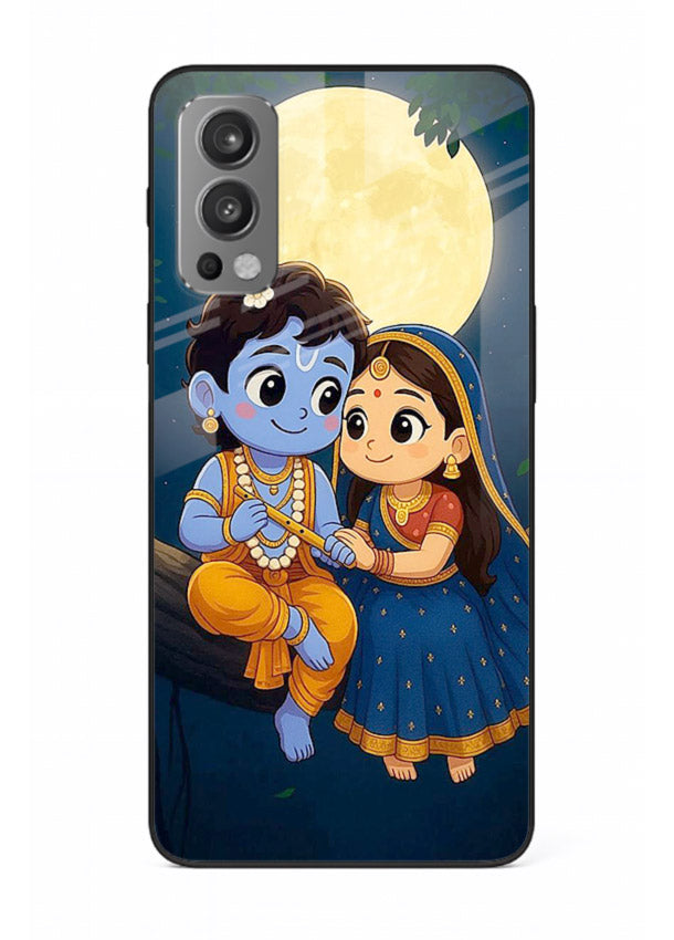 Radha Krishna moonlight romantic art OnePlus Nord 2 glass devotional theme