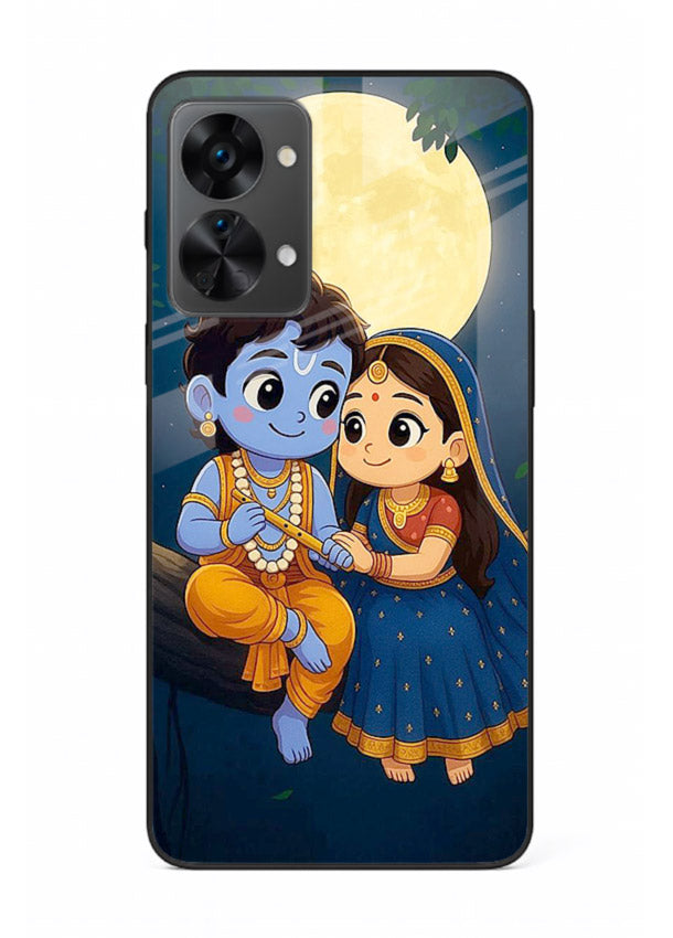 Radha Krishna moonlight romantic art OnePlus Nord 2T glass devotional theme