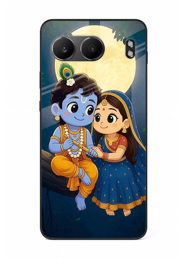 Radha Krishna moonlight romantic art OnePlus Nord 4 glass devotional theme