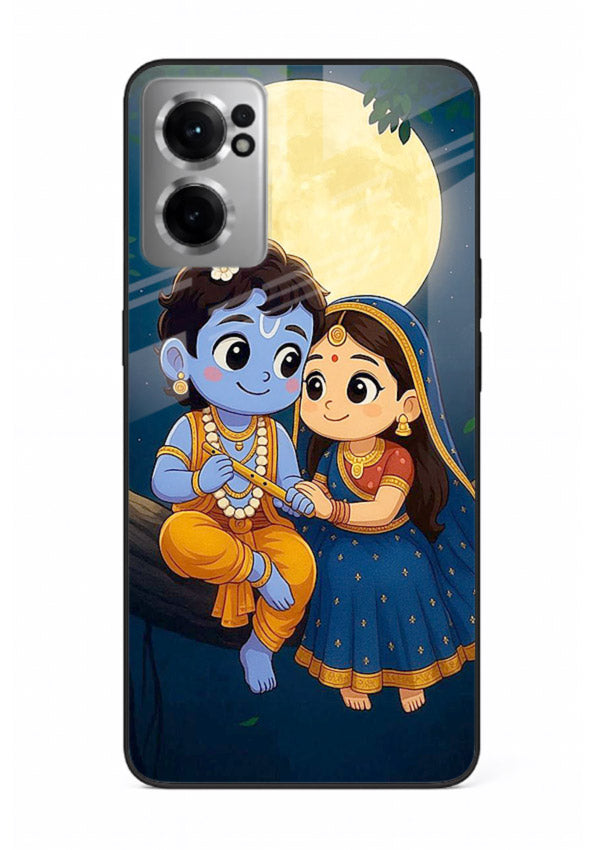 Radha Krishna moonlight romantic art OnePlus Nord CE2 5G glass devotional theme