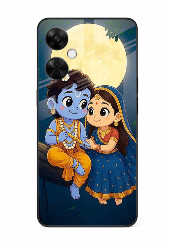 Radha Krishna moonlight romantic art OnePlus Nord CE3 Lite glass devotional theme