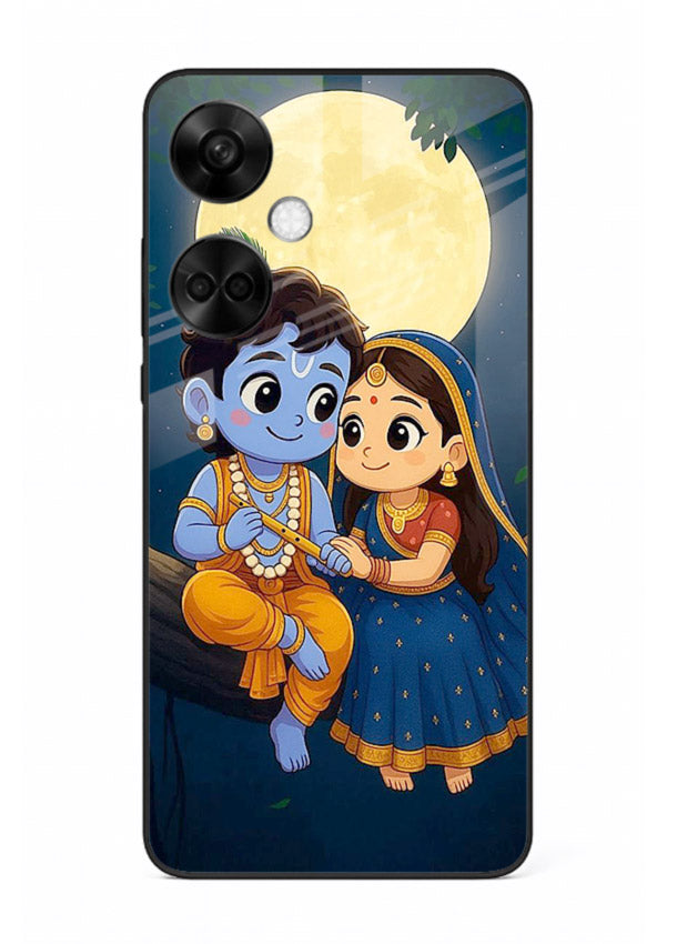 Radha Krishna moonlight romantic art OnePlus Nord CE3 glass devotional theme