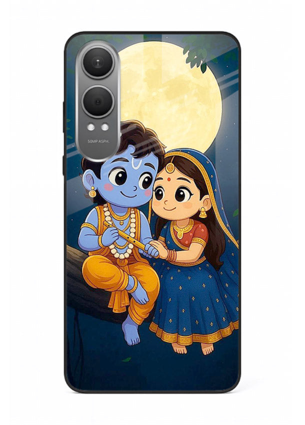 Radha Krishna moonlight romantic art OnePlus Nord CE4 Lite glass devotional theme
