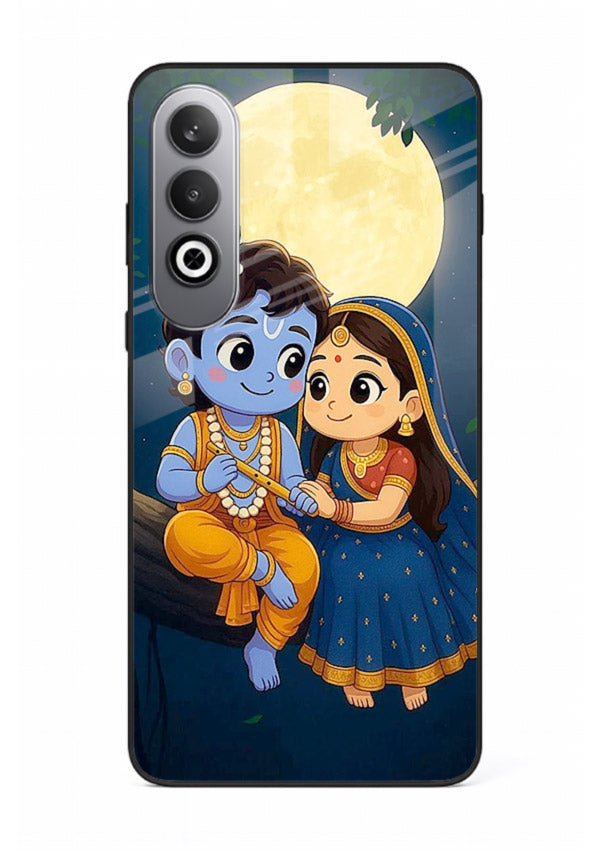 Radha Krishna moonlight romantic art OnePlus Nord CE4 glass devotional theme