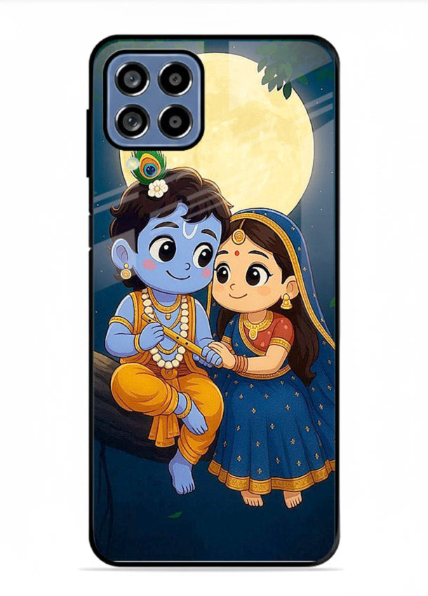 Radha Krishna moonlight romantic art Samsung F22 4G glass devotional theme