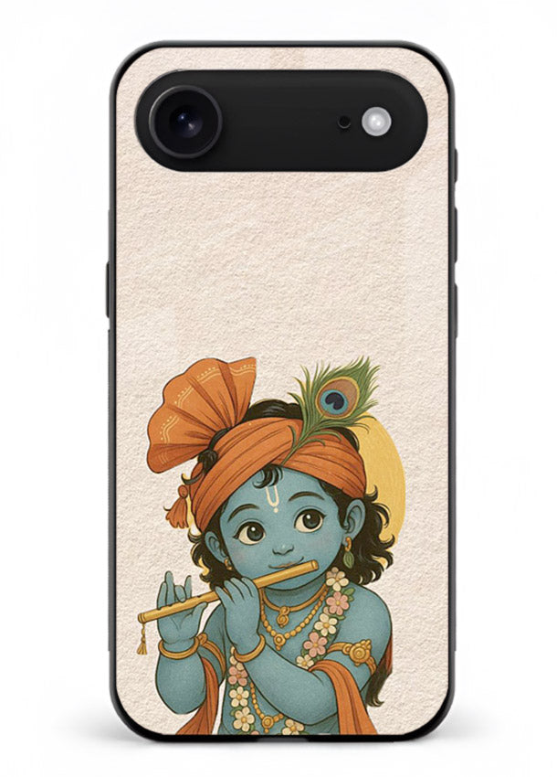 Krishna Radhe text beige minimal iphone 18 air devotional clean design cover