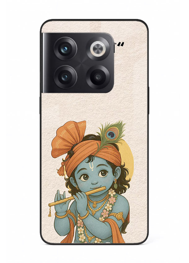 Krishna Radhe text beige minimal OnePlus 10T devotional clean design cover