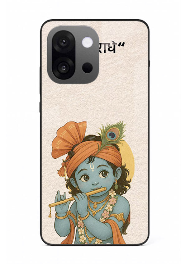 Krishna Radhe text beige minimal OnePlus 13s devotional clean design cover