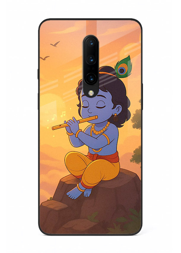 Krishna flute sunset warm tone OnePlus 7 Pro devotional glass cover