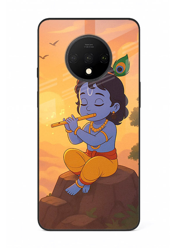 Krishna flute sunset warm tone OnePlus 7T devotional glass cover
