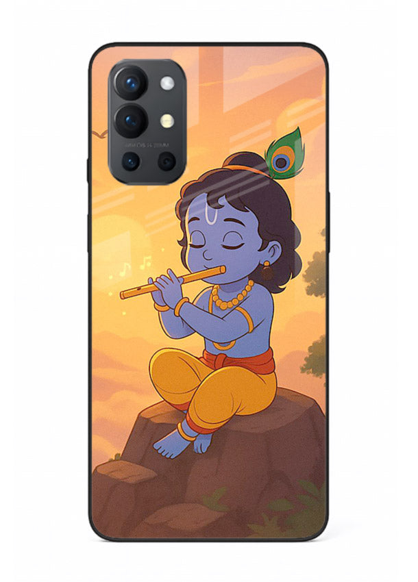 Krishna flute sunset warm tone OnePlus 9R devotional glass cover