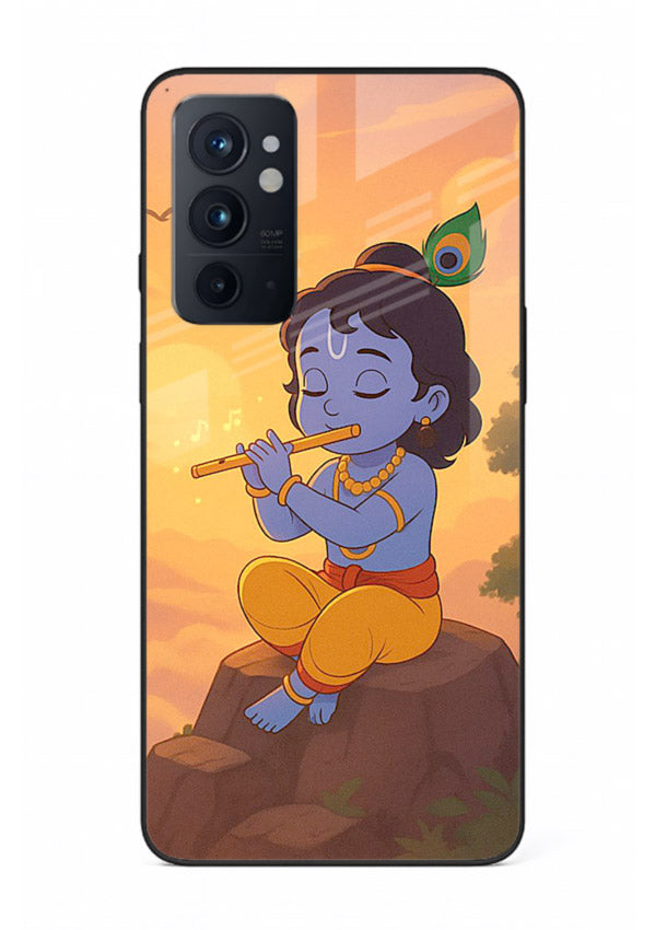 Krishna flute sunset warm tone OnePlus 9RT devotional glass cover
