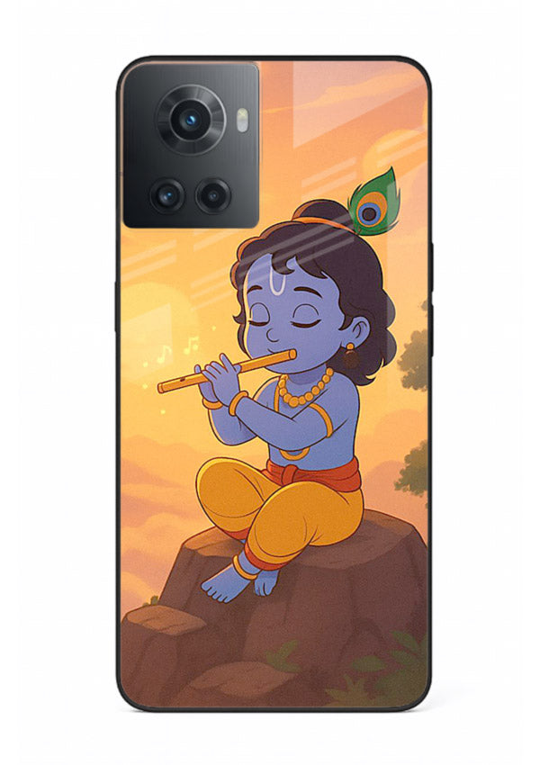 Krishna flute sunset warm tone OnePlus 10R devotional glass cover