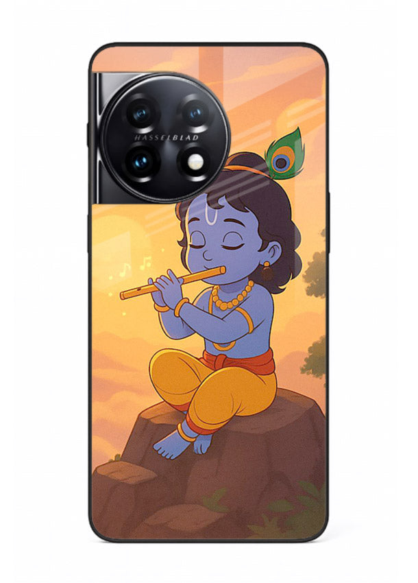 Krishna flute sunset warm tone OnePlus 11R devotional glass cover
