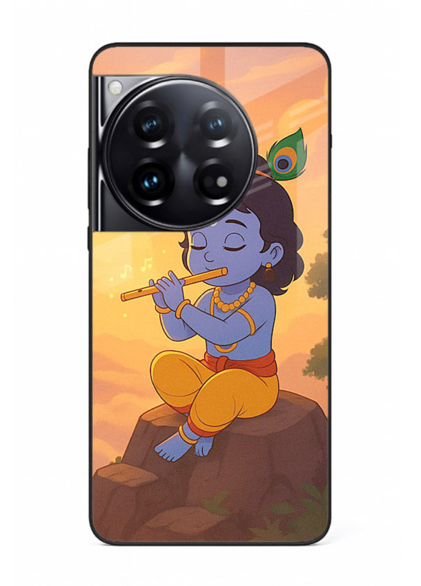 Krishna flute sunset warm tone OnePlus 12 devotional glass cover