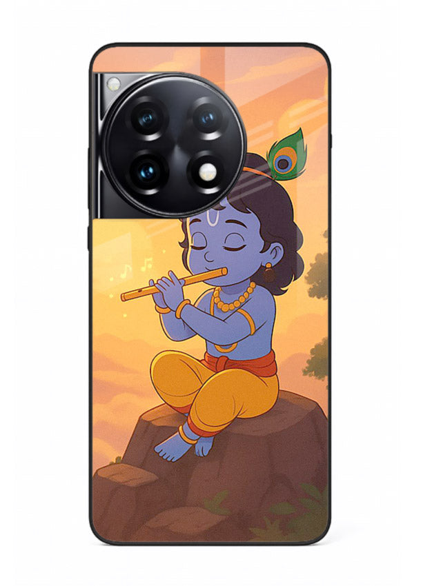 Krishna flute sunset warm tone OnePlus 12R devotional glass cover