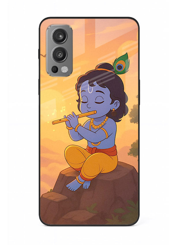 Krishna flute sunset warm tone OnePlus Nord 2 devotional glass cover