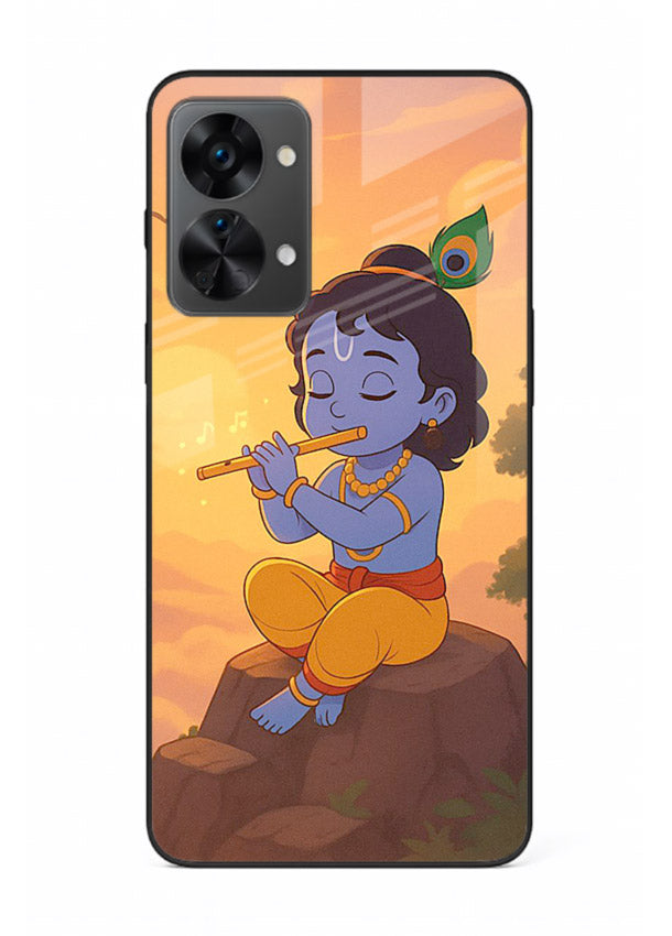 Krishna flute sunset warm tone OnePlus Nord 2T devotional glass cover