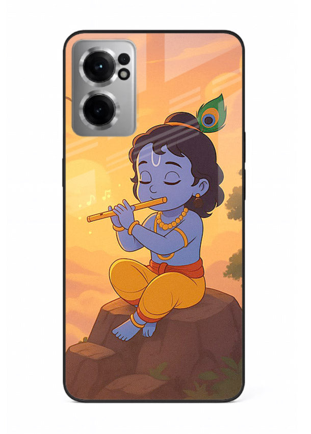 Krishna flute sunset warm tone OnePlus Nord CE2 5G devotional glass cover