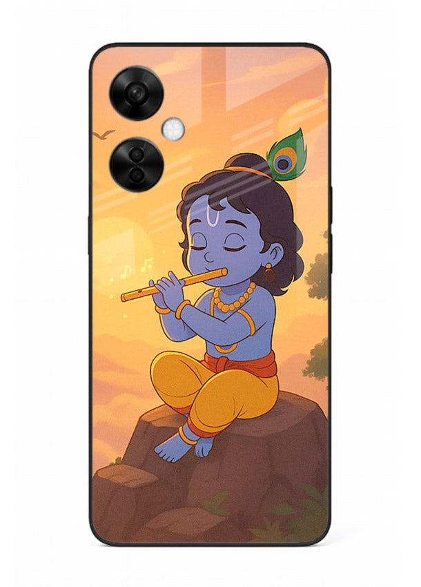 Krishna flute sunset warm tone OnePlus Nord CE3 Lite devotional glass cover