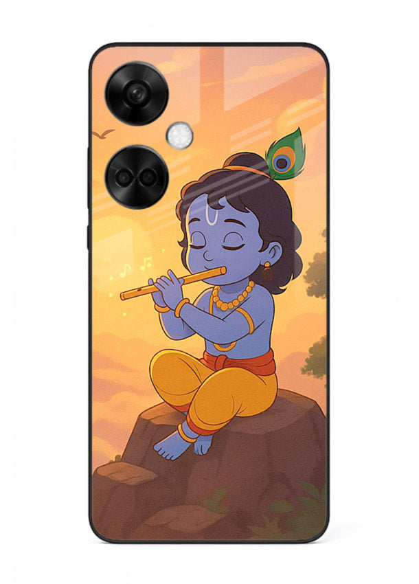 Krishna flute sunset warm tone OnePlus Nord CE3 devotional glass cover