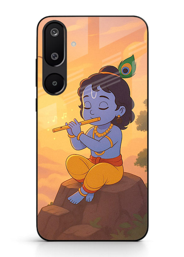 Krishna flute sunset warm tone Samsung F16 5G devotional glass cover