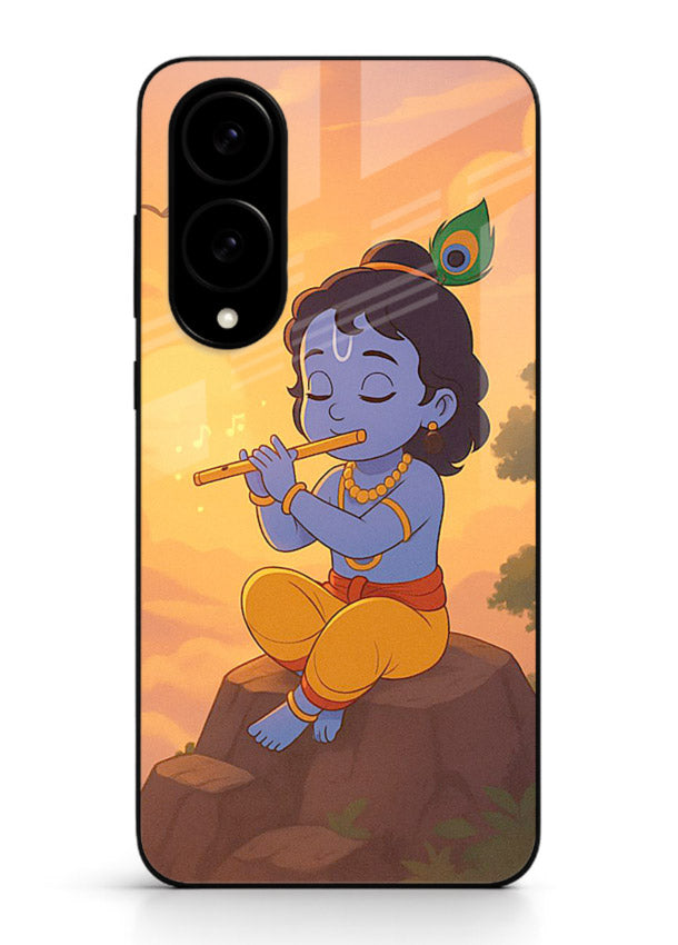 Krishna flute sunset warm tone Samsung S25 Edge devotional glass cover