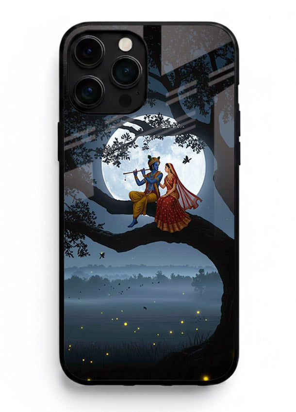 Krishna on moon swing night vibe iphone 16 pro max glass dreamy devotional case