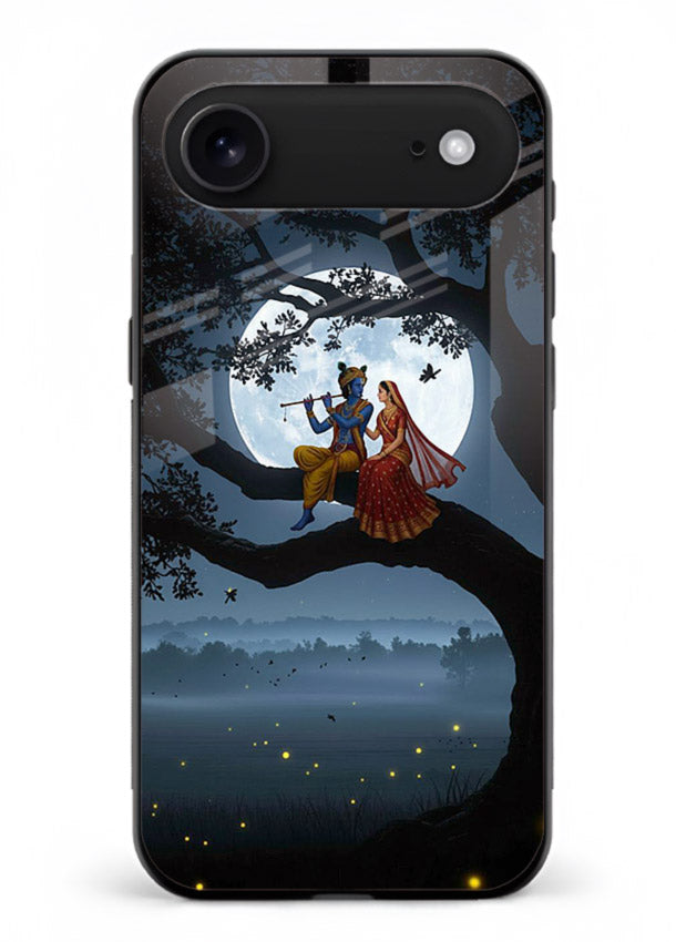 Krishna on moon swing night vibe iphone 18 air glass dreamy devotional case
