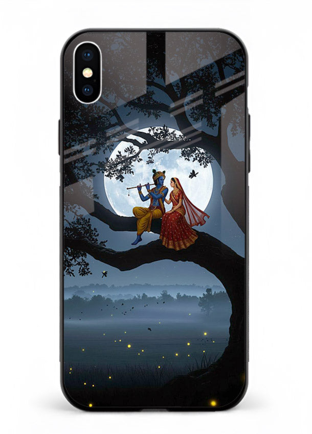 Krishna on moon swing night vibe iphone xs max glass dreamy devotional case