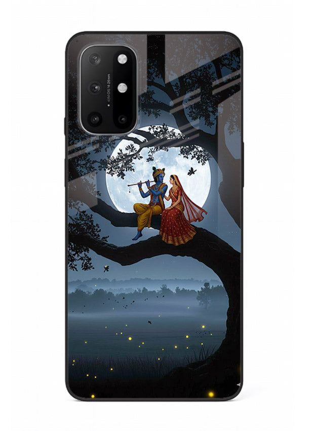 Krishna on moon swing night vibe OnePlus 8T glass dreamy devotional case