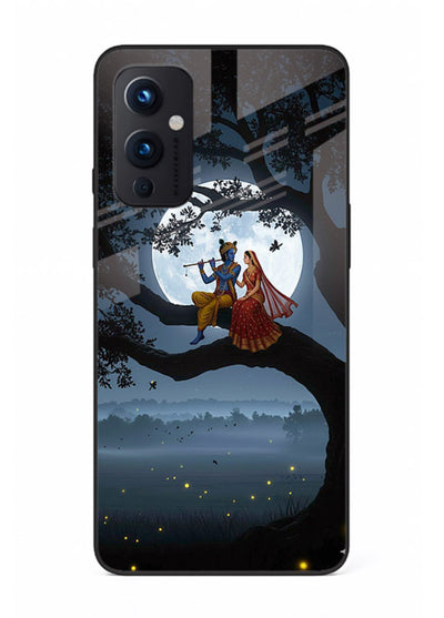 Krishna on moon swing night vibe OnePlus 9 Pro glass dreamy devotional case