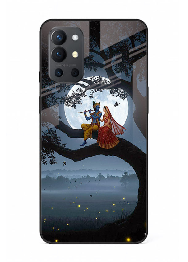 Krishna on moon swing night vibe OnePlus 9R glass dreamy devotional case