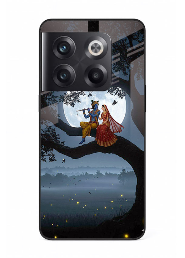 Krishna on moon swing night vibe OnePlus 10T glass dreamy devotional case