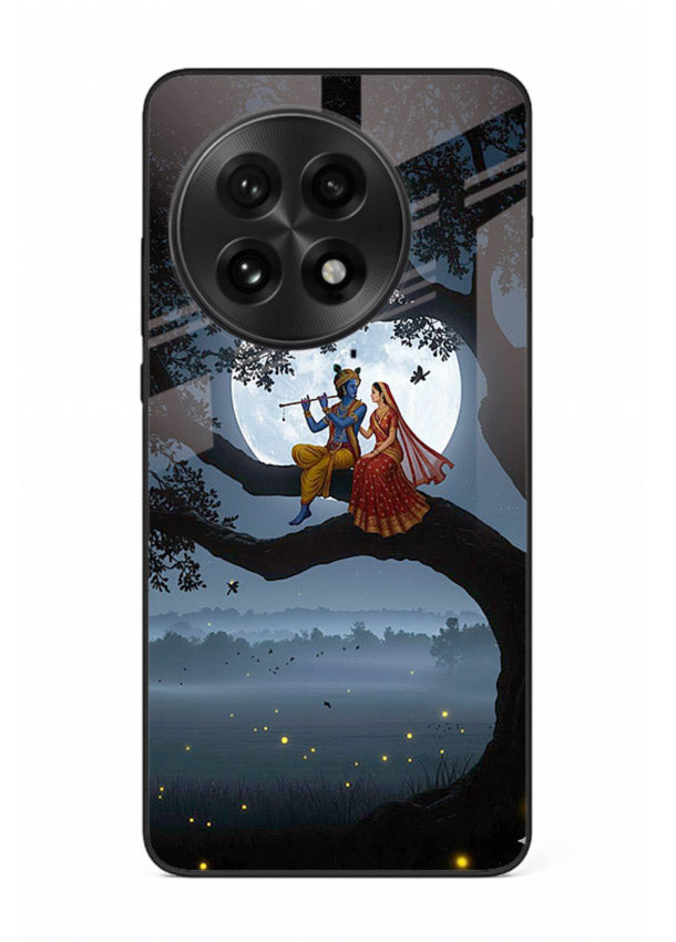 Krishna on moon swing night vibe OnePlus 13 glass dreamy devotional case