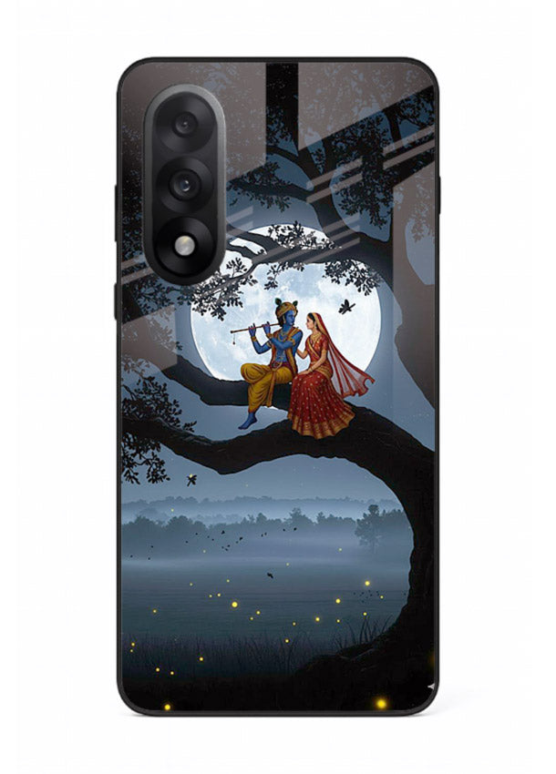 Krishna on moon swing night vibe OnePlus Nord 5 glass dreamy devotional case